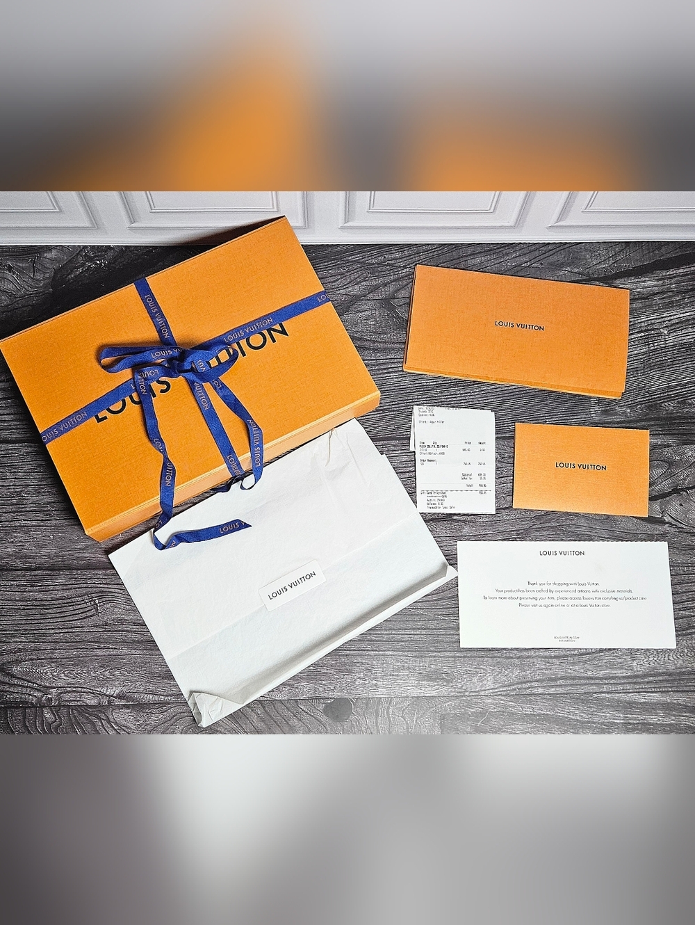 NEW Louis Vuitton Large Magnetic Gift Box Felicie Receipt Tissue Ribbon Set